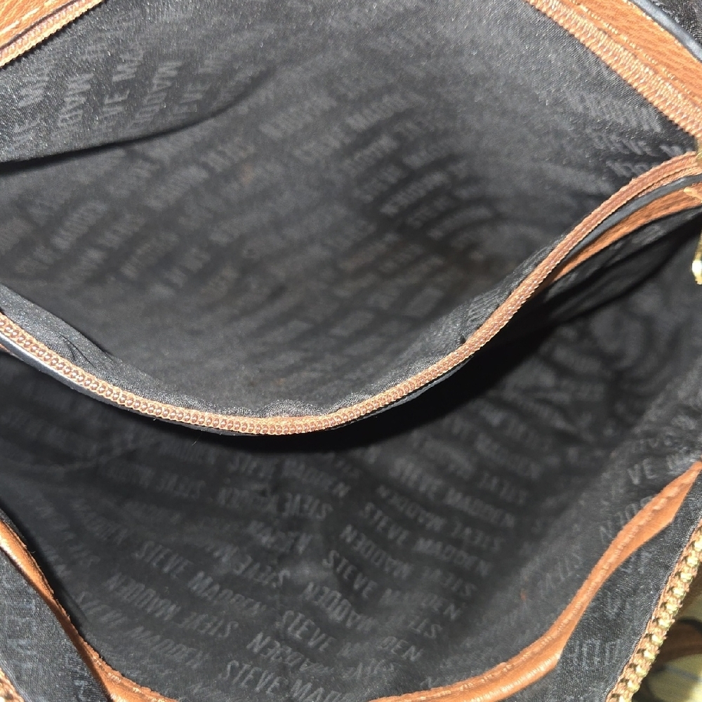 Steve Madden Tan Leatherette Chain-Accent Shoulder Bag - Picture 8 of 11
